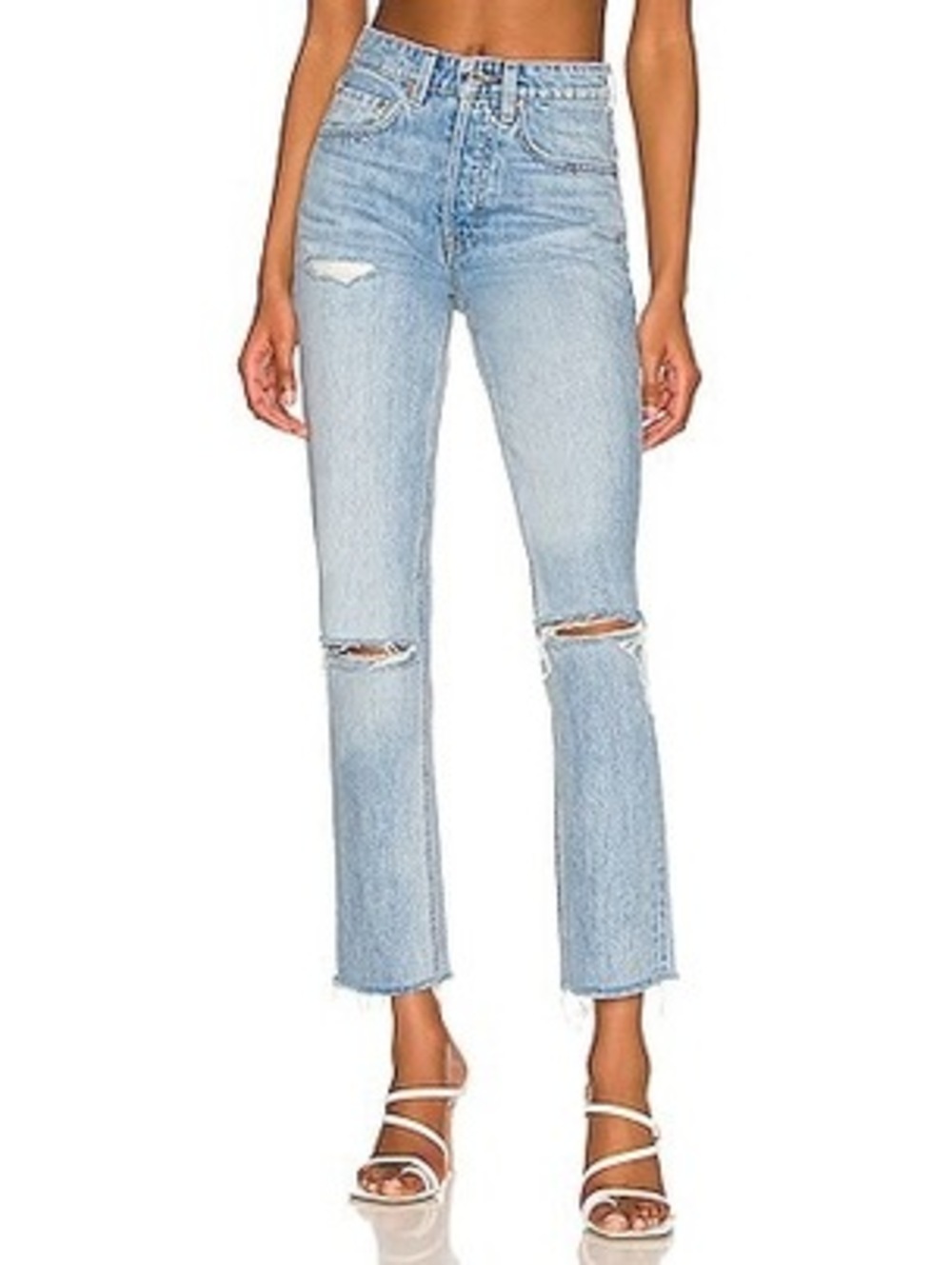 Grlfrnd Karolina High Rise Straight Crop Jeans in Point Loma